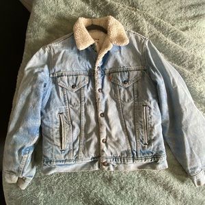 Orange tag levis denim Sherpa jacket